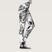 Schedel, vlinders: met de hand getekend  patroon leggings (Rechts)