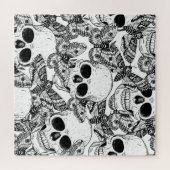 Schedel, vlinders: met de hand getekend patroon legpuzzel (Horizontaal)