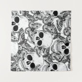 Schedel, vlinders: met de hand getekend  patroon wandkleed (Voorkant (horizontaal))