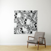 Schedel, vlinders: met de hand getekend  patroon wandkleed (In Situ (horizontaal))