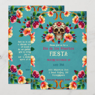 💀🎉Schedel Vol met Rozen, de Día de los Muertos Kaart