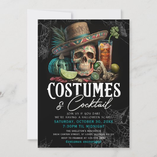 Schedel Volwassen Halloween Cocktails & Kostuums F Kaart (Voorkant)