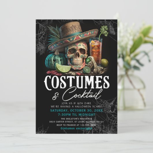 Schedel Volwassen Halloween Cocktails & Kostuums F Kaart (Staand voorkant)