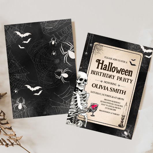 schedel volwassen Halloween verjaardagsfeest Kaart