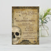  schedel voor je halloween party kaart (Staand voorkant)