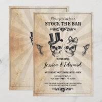 Schedel Voorraad De Bar Halloween Vintage Uitnodig