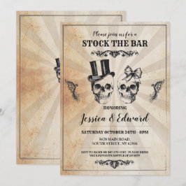 Schedel Voorraad De Bar Halloween Vintage Uitnodig Kaart