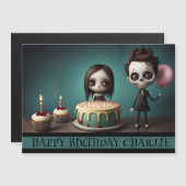 schedel vrienden magneet verjaardagskaart taart ba (Voorkant / Achterkant)