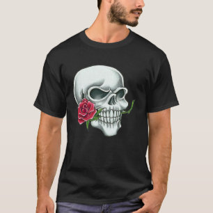 Schedel Vrouw Man Print Roos T-shirt
