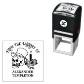 Schedel w / Top Hoed Kaars Rozen #2 Bibliotheek Bo Zelfinktende Stempel (In situ)