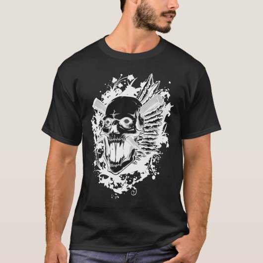 Schedel Warrior T-shirt Gotische Skelet Tee (Voorkant)