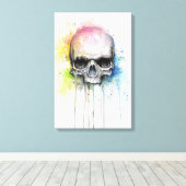 Schedel Waterverf Schilderen Kleurrijke Canvas Pri (Insitu (Houten vloer))