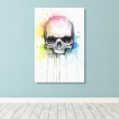 Schedel Waterverf Schilderen Kleurrijke Canvas Pri (Insitu (Houten vloer))
