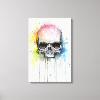 Schedel Waterverf Schilderen Kleurrijke Canvas Pri Afdruk