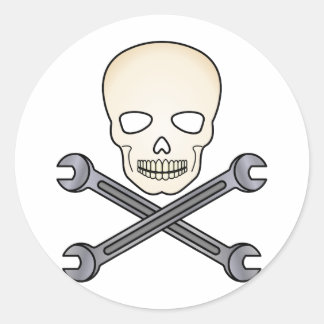 Schedel & X-moersleutel Ronde Sticker
