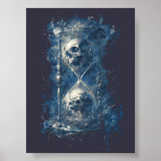 Schedel Zandloper Gotische Donkere Kunst Poster (Voorkant)