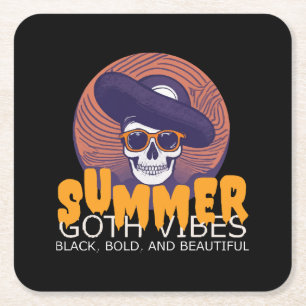 schedel zomerhoed kartonnen onderzetters