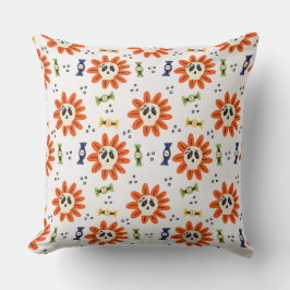 Schedel Zonnebloem Patroon - Halloween Spooky Kussen