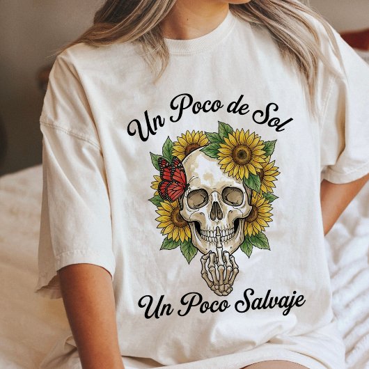 Schedel Zonnebloem Vlinder Middelvinger Tri-Blend Shirt