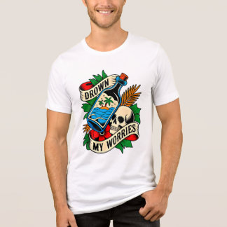 Schedel & Zonsondergang Tropische Tatoeage | Uniek Tri-Blend Shirt