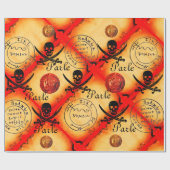 SCHEDEL, ZWAARDEN, PIRATEN SCHAT KAART PERCHMENT P CADEAUPAPIER (Vlak)