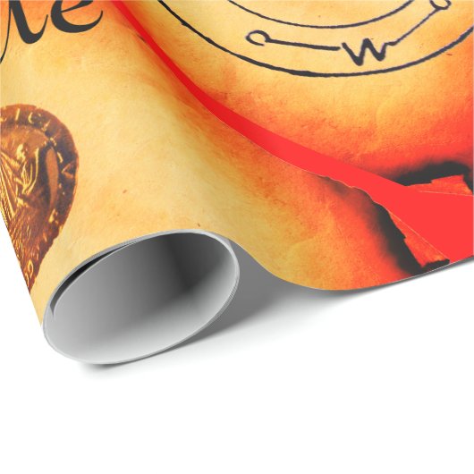 SCHEDEL, ZWAARDEN, PIRATEN SCHAT KAART PERCHMENT P CADEAUPAPIER (Rol Hoek)