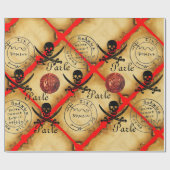 SCHEDEL, ZWAARDEN, PIRATEN SCHAT KAART PERCHMENT P CADEAUPAPIER (Vlak)