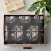 Schedel Zwart en Goud Bloemen Patroon Halloween Tissuepapier (Geschenk)