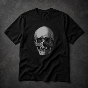 Schedel Zwart en Wit Kunst T-shirt
