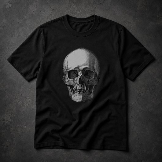Schedel Zwart en Wit Kunst T-shirt