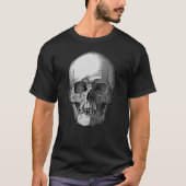 Schedel Zwart en Wit Kunst T-shirt (Voorkant)