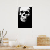 Schedel Zwart Wit Fantasy Metaal Rock Poster (Keuken)