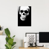 Schedel Zwart Wit Fantasy Metaal Rock Poster (Thuiskantoor)