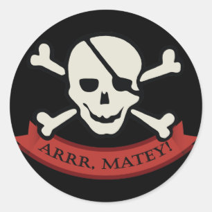 Schedel - Zwarte Klassieke Ronde Glanzende Sticker