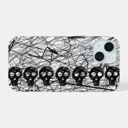 Schedel Zwarte Krat iPhone Hoesje 15 Case