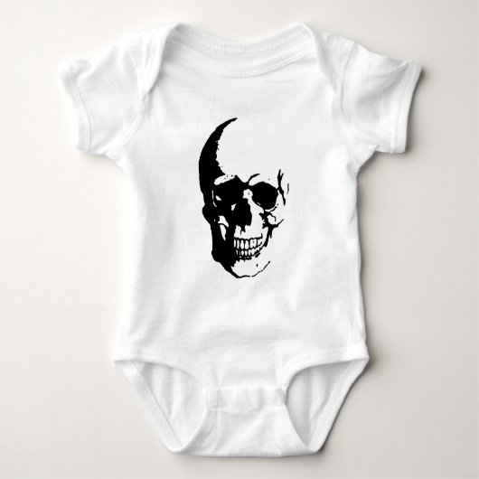 Schedel - Zwarte & Witte Metaal Fantasy Kunst Romper (Voorkant)