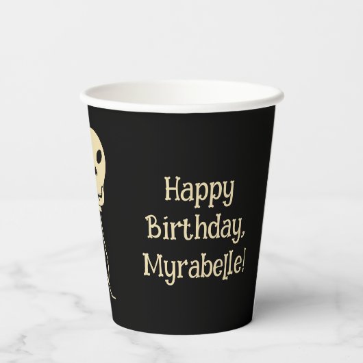 Schedelballon Gothic Verjaardagsfeestje Papieren Bekers (Achterkant)