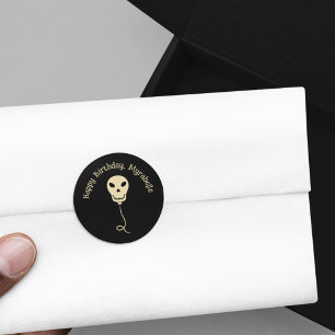 Schedelballon Gothic Verjaardagsfeestje Ronde Sticker