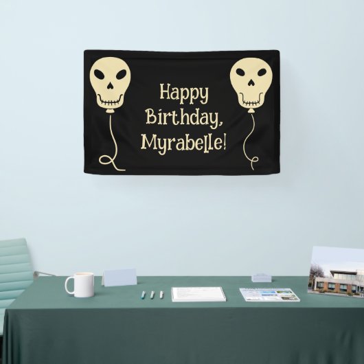 Schedelballon Gothic Verjaardagsfeestje Spandoek (Beurs)