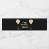 Schedelballon Gothic Verjaardagsfeestje Waterfles Etiket (Enkel label)