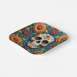 💀🌹Schedelbloei Burst Dia de los MuertosFiesta Papieren Bordje