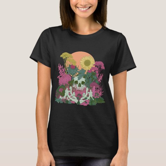 Schedelbloem Schimmel Botanische Kunst T-shirt (Voorkant)