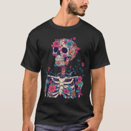 Schedelbloemen Grafisch Donker Esthetisch Gotisch  T-shirt