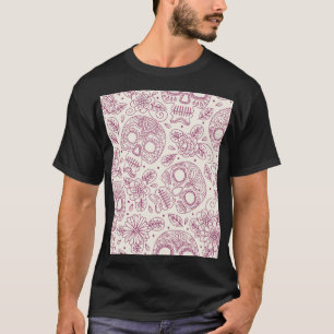 Schedelbloemen: Mexicaanse dag naadloos. T-shirt