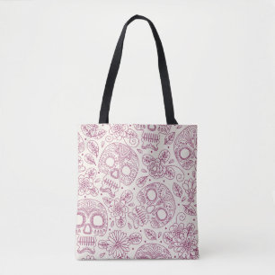 Schedelbloemen: Mexicaanse dag naadloos. Tote Bag