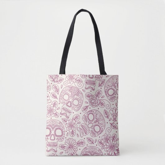 Schedelbloemen: Mexicaanse dag naadloos. Tote Bag (Voorkant)