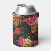 Schedelbloemen: naadloze donkere achtergrond. blikjeskoeler (Blikje Voorkant)