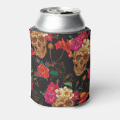 Schedelbloemen: naadloze donkere achtergrond. blikjeskoeler (Blikje Achterkant)