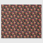 Schedelbloemen: naadloze donkere achtergrond. cadeaupapier (Vlak)