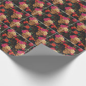 Schedelbloemen: naadloze donkere achtergrond. cadeaupapier (Hoek)